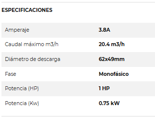 Bomba De Piscina Autocebante 1HP BERCATTI SWPS1-1000