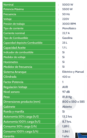 Generador Gasolina 82HYG7750E