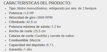 DESBROZADORA 1.6 HP 43cc