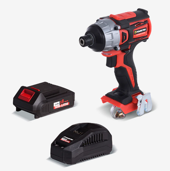 Kit Atornillador de Impacto + Batería 2A + Cargador 18V POWERPRO 65ID