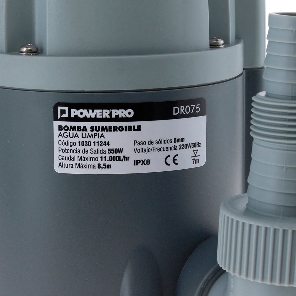 ELECTROBOMBA  SUMERGIBLE  AGUA LIMPIA 0.75 HP