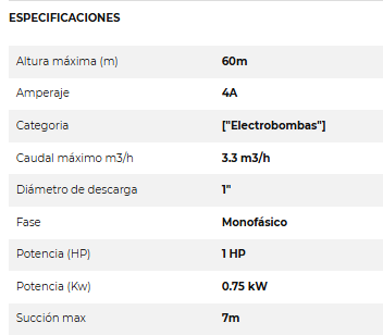 Bomba Superficie Periférica 1HP BERCATTI QB80B