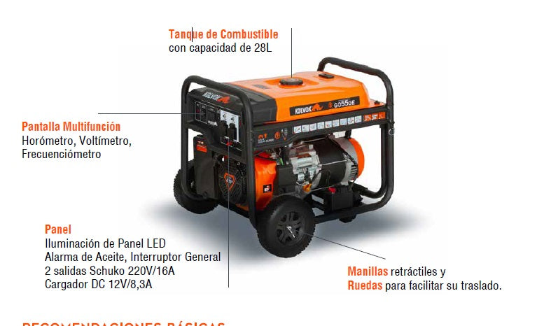 GENERADOR DE RESPALDO GASOLINA MONOFÁSICO 5,5 kVA GO55GE